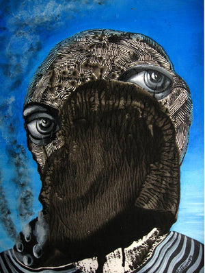 Survivor (Veiled Perception) by Mithun Dasgupta, Original Acrylic Fantasy Painting on Acid Free Paper, X-Small Vertical Wall Art