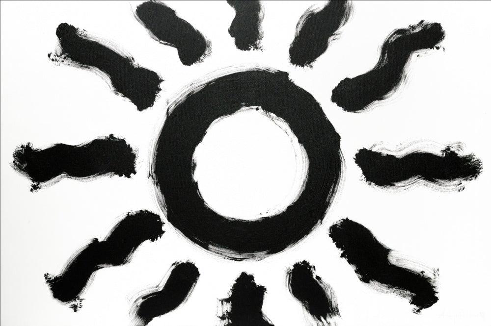 Abstract calligraphy painting titled 'Surya', 47x71 inches, by artist Achyut Palav on Canvas