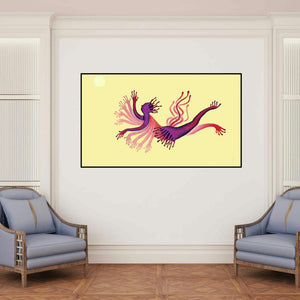 'Suryamukhi (Untitled)' painting by Nitesh Panchal shown on a wall in a furnished room.