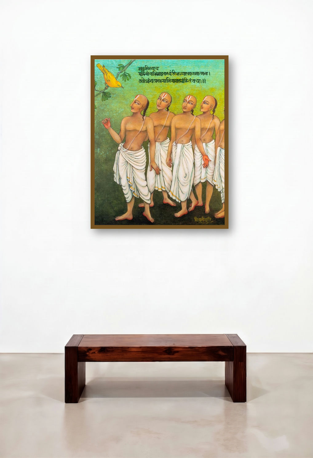 Swarna Pakshi (Counsel of Shakuni) by artist Shivani Attri displayed in a Modern Executive Office