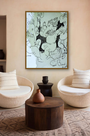 Swaroop (Frolic) by artist Sakti Burman displayed in a Modern gallery