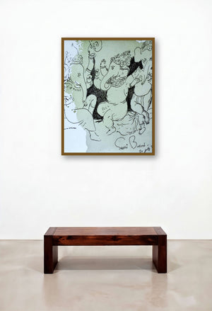 Swaroop (Frolic) by artist Sakti Burman displayed in a Classic Library