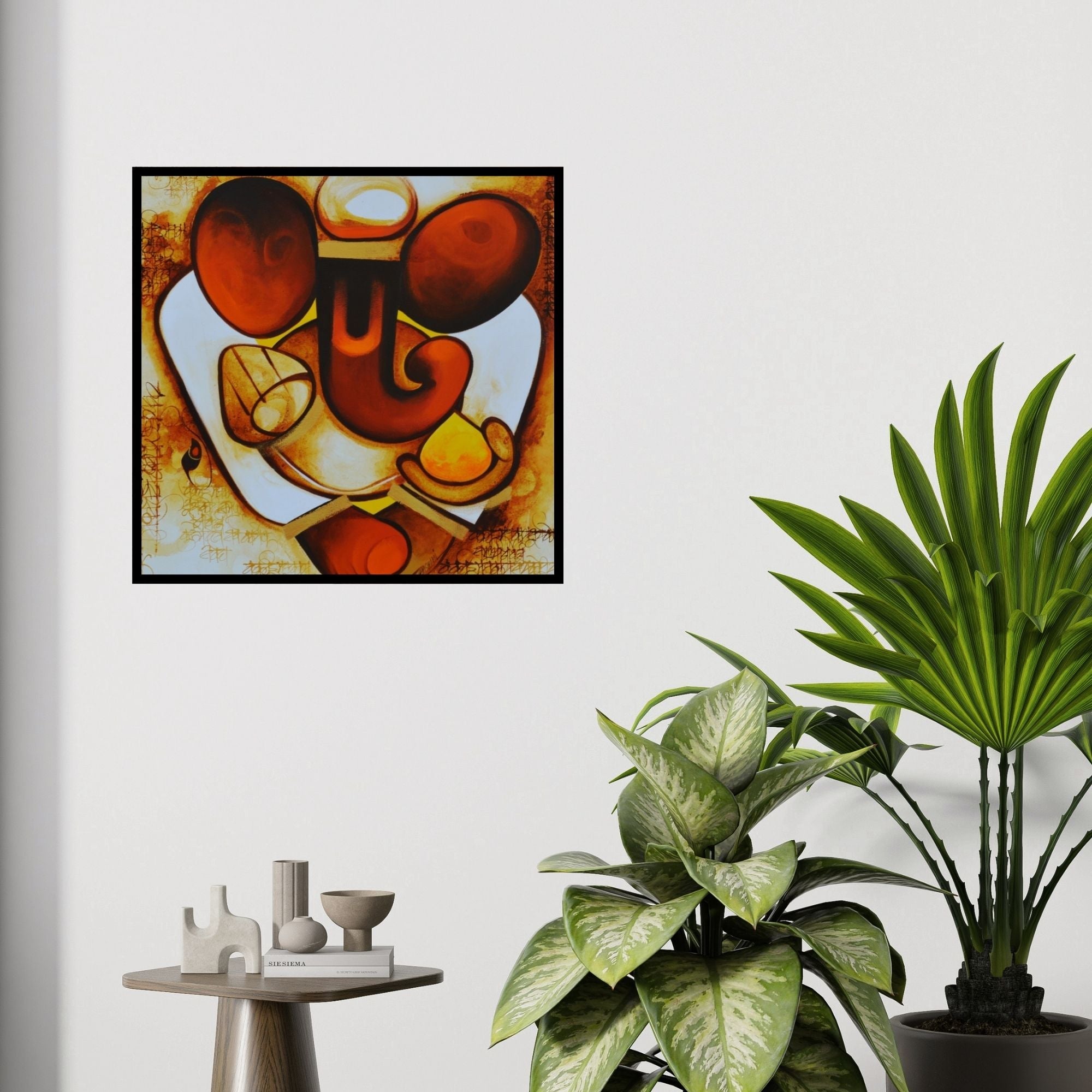 In-situ view of Om Swami's 'Swaroopa (Ganesha's Grace)' painting in a room