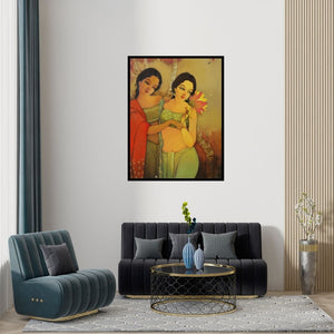 Preview of 'Swarup (Beauty of India)' Painting by Renuka Fulsoundar shown on a wall in a furnished room.