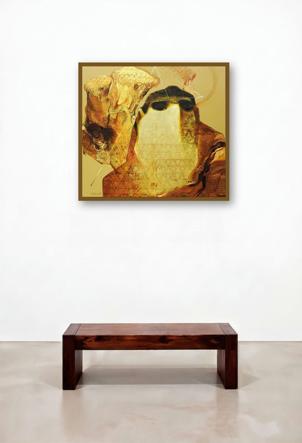 Swayvedan 104 (The Oracle) by artist Lakshman Chavan displayed in a Scandinavian Home Office