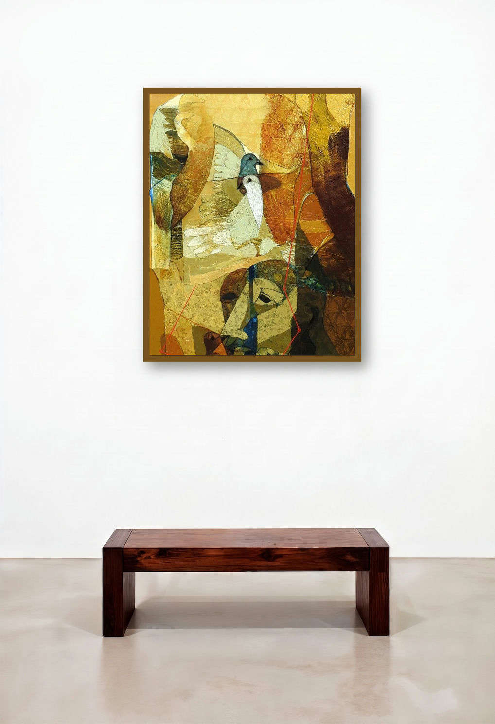 Swayvedan 105 (The Messenger and the Oracle) by artist Lakshman Chavan displayed in a Eclectic Dining Room