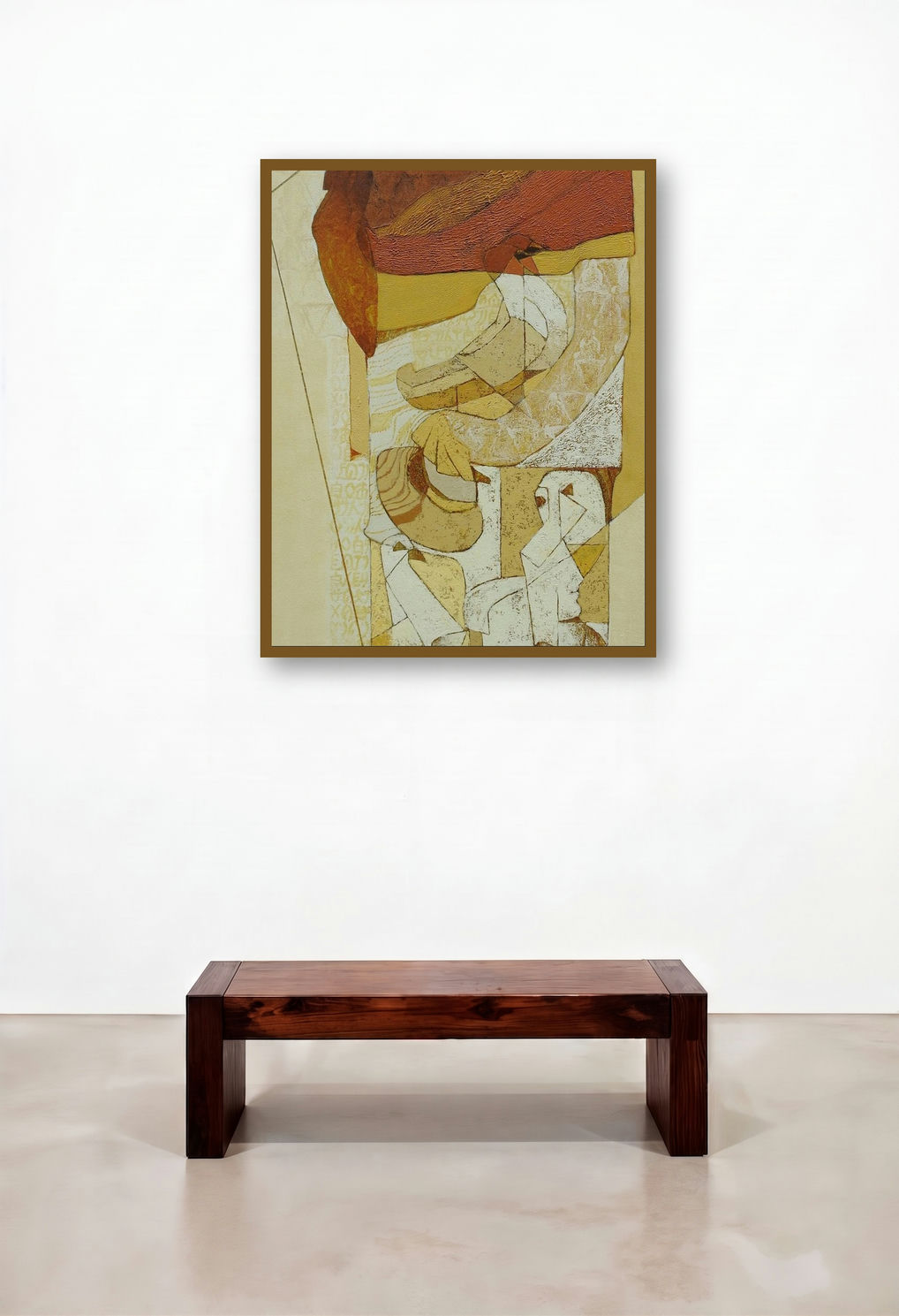 Swayvedan 109 (Contemplation) by artist Lakshman Chavan displayed in a Boutique Hotel Style Living Room