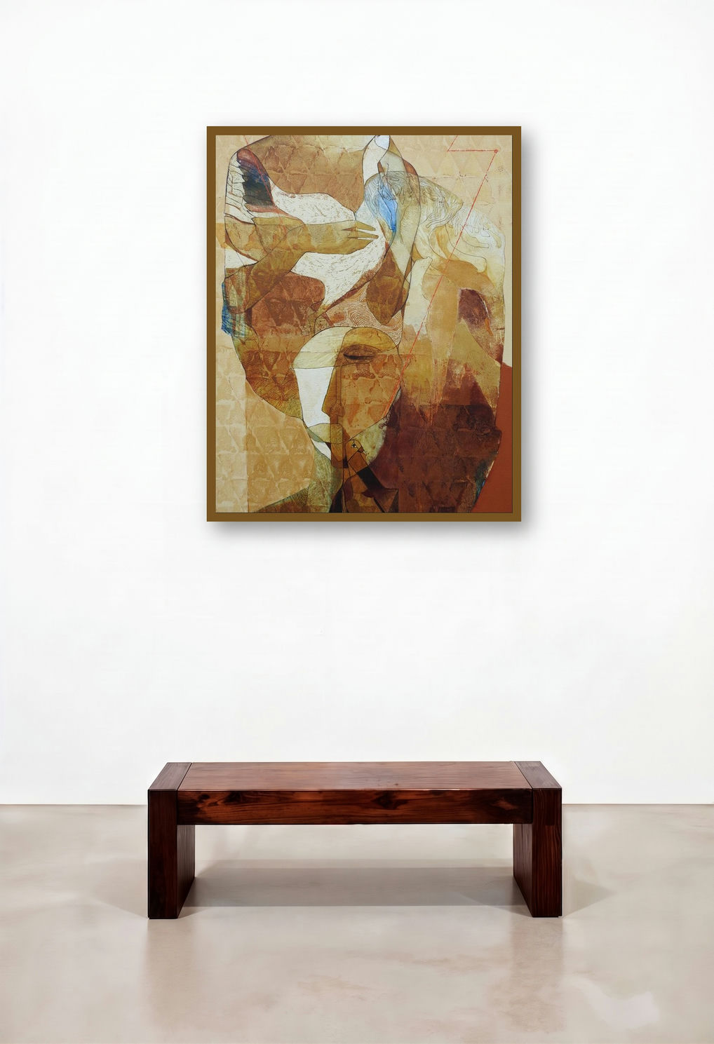 Swayvedan 153 (Harmony of Nature and Soul) by artist Lakshman Chavan displayed in a Luxury Hotel Lobby