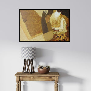 In-situ view of Lakshman Chavan's 'Swayvedan 154 (Hidden Depths)' painting in a room