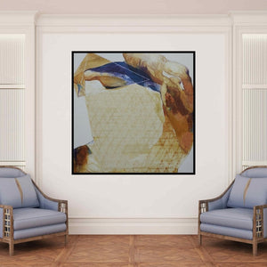 In-situ view of Lakshman Chavan's 'Swayvedan 155 (Intersecting Realms)' painting in a room