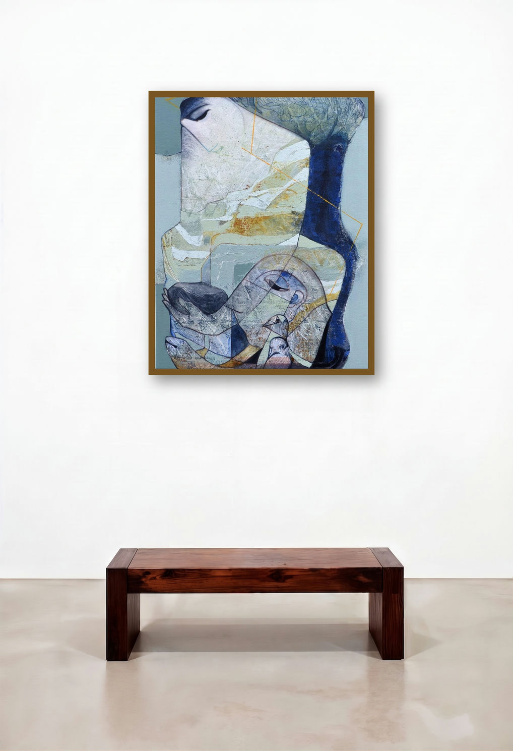 Swayvedan 161 (Enigma) by artist Lakshman Chavan displayed in a Contemporary Bedroom