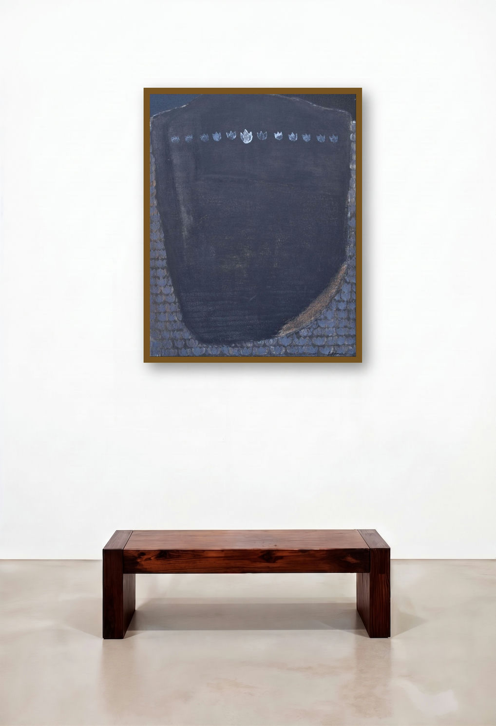 Swayvedan 32 (Midnight Bloom) by artist Lakshman Chavan displayed in a Classic Dining Room