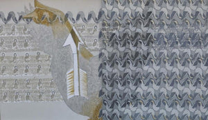 Swayvedan 34 (The Arrow of Change) by Lakshman Chavan, Original Acrylic Contemporary Painting on Canvas, Large Horizontal Wall Art