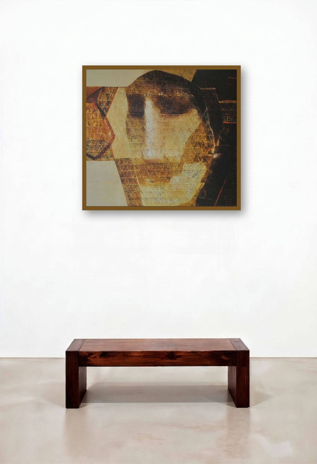 Swayvedan 53 (The Oracle) by artist Lakshman Chavan displayed in a Japandi Penthouse