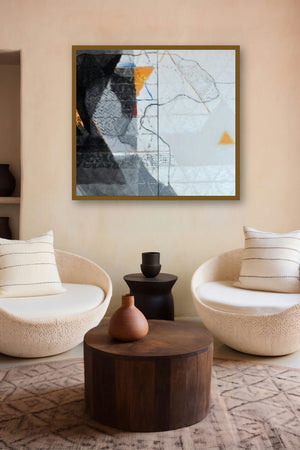 Swayvedan 55 (The Meeting Point) by artist Lakshman Chavan displayed in a Modern gallery