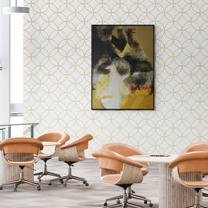 In-situ view of Lakshman Chavan's 'Swayvedan 56 (The Inner Quest)' painting in a room