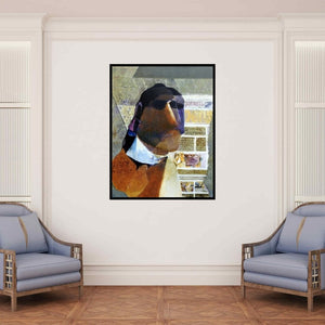 In-situ view of Lakshman Chavan's 'Swayvedan 60 (Figure with Newspaper)' painting in a room