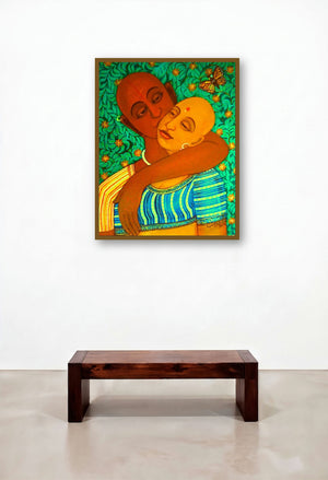 Sweet Kiss (Affection) by artist V V Swamy displayed in a Japandi Lounge