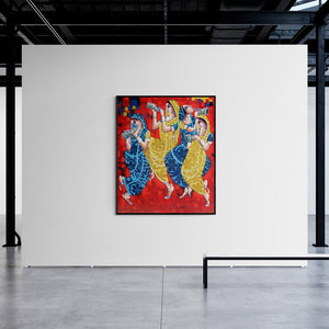 In-situ view of Sekhar Roy's 'Symphony Of Happiness (Symphony of Joy)' painting in a room