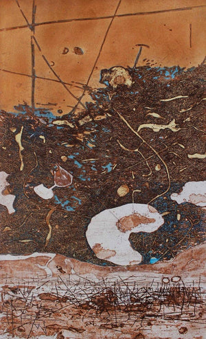 Abstract acrylic painting titled 'T’S A KIND OF PENETRATION', 36x19 inches, by artist Murali Chinnasami on Wood