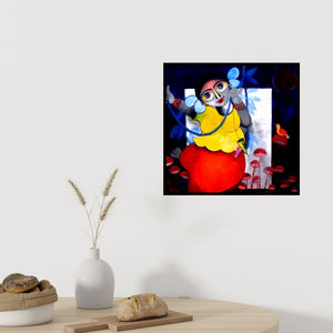 Preview of 'Tangled' Painting by Sharmi Dey shown on a wall in a furnished room.