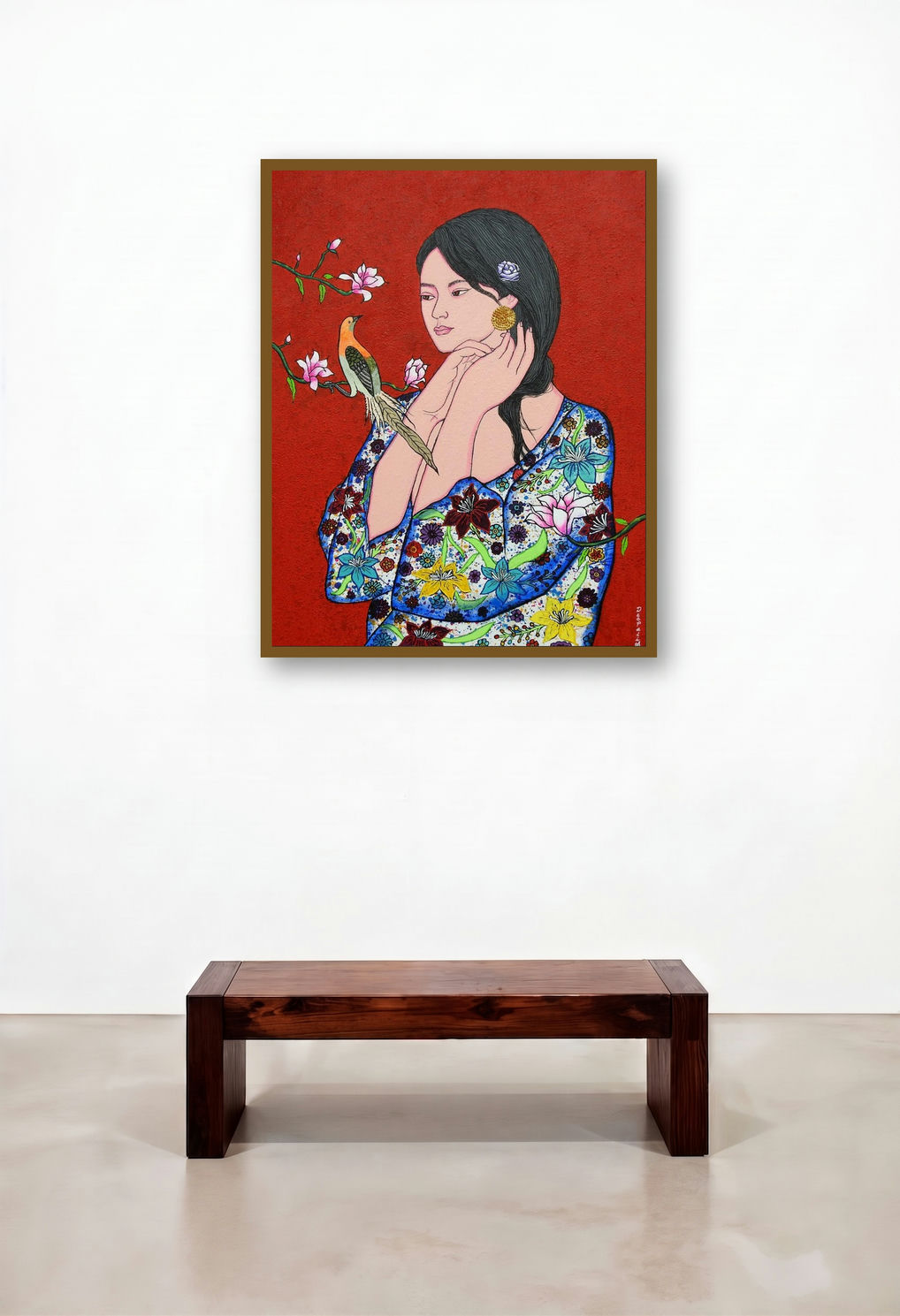 Tanvi (Tanvi - Goddess of Beauty) by artist Deepali S displayed in a Minimalist Living Room