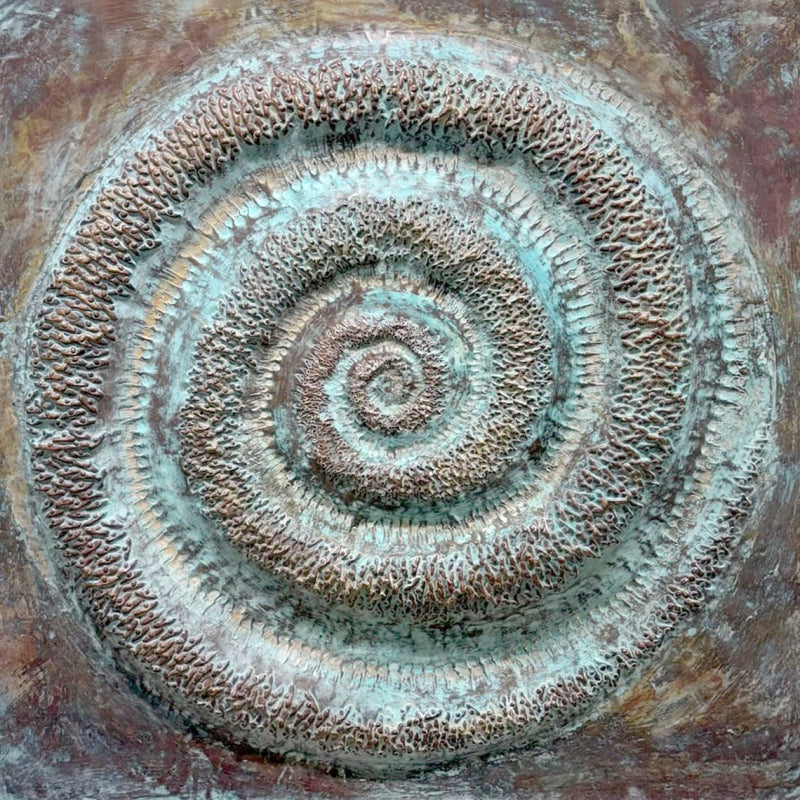 'Tattvamasi 4' contemporary Copper Sheet, Patina mixed_media by artist Abhijit Salunkhe, 48x48 inch, on copper sheet, patina