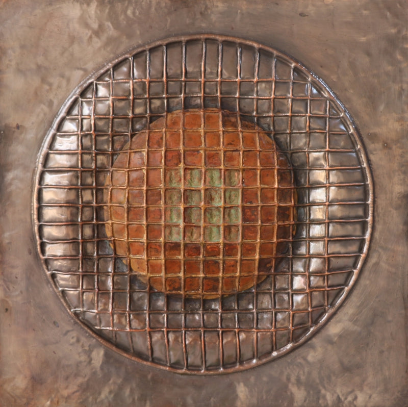 'Tattvamasi 5' contemporary Copper Sheet, Patina mixed_media by artist Abhijit Salunkhe, 24x24 inch, on copper sheet, patina