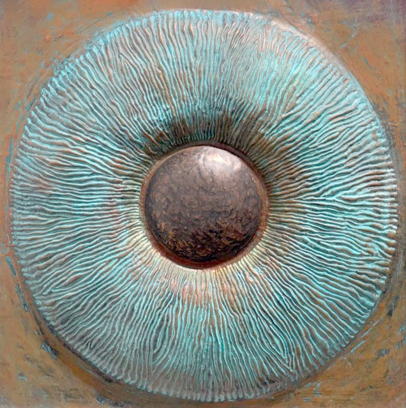 'Tattvamasi 7' contemporary Copper Sheet, Patina mixed_media by artist Abhijit Salunkhe, 36x36 inch, on copper sheet, patina