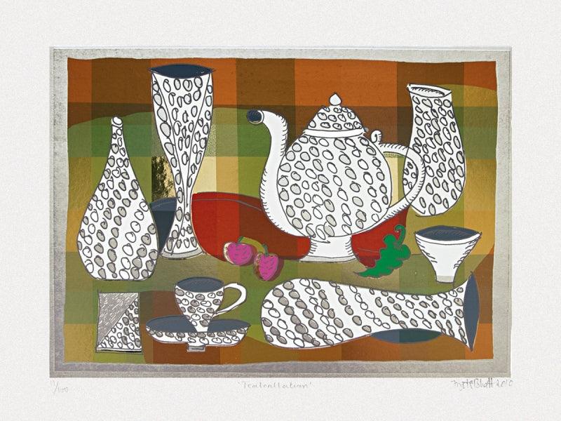 Still-life serigraphs painting titled 'Teateallation', 15x20 inches, by artist Jyoti Bhatt on Paper