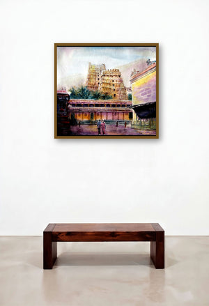 Temple 1 (Architectural Majesty) by artist Srv Artist displayed in a Rustic Foyer
