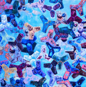 Tetrapods Candy 1 (Tetrapods) by Saurab Bhardwaj, Original Mixed Media Contemporary Painting on Canvas, Medium Square Wall Art