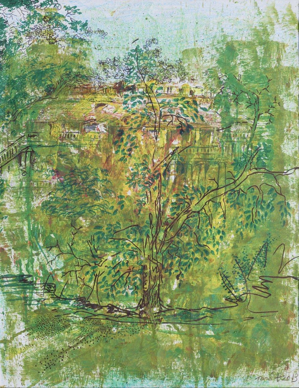 Nature mixed media artcontent titled 'Textural Nostalgia', 24x24 inches, by artist Tarit Bhattacharjee on Canvas