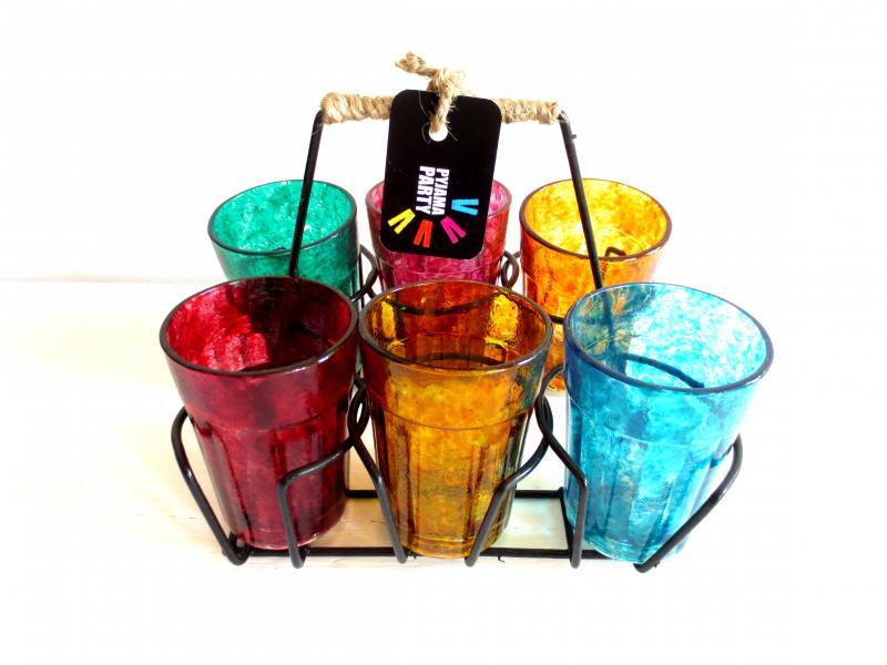 Lifestyle craft titled 'Textured Cutting Chai Glasses', 3x2x2 inches, by artist Rithika Kumar on Glass