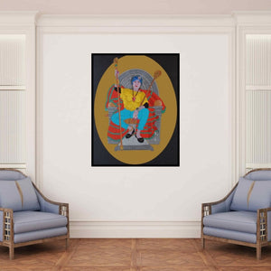 In-situ view of Bandana Kumari's 'Thakur (The Modern Maharani)' painting in a room