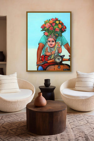 Thank You God 3 (Divine Rider) by artist Gangu Naidu Pv displayed in a Curated gallery