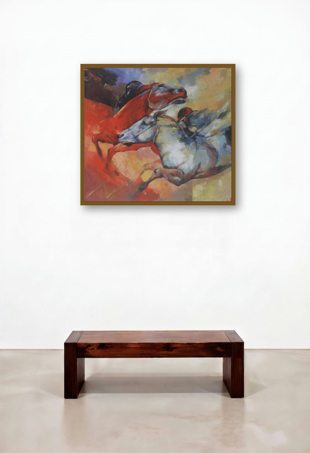 The Aesthetic Of Energy 3 (The Race) by artist Ashis Mondal displayed in a Scandinavian Foyer