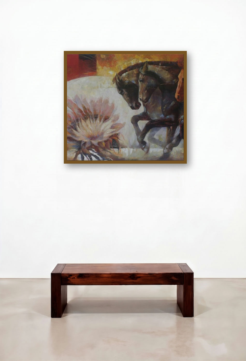The Aesthetic Of Energy 7 (The Bloom and the Gallop) by artist Ashis Mondal displayed in a Urban Loft Hallway