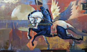 Animals acrylic painting titled 'The Aesthetics Of Energy Bcv', 36x60 inches, by artist Ashis Mondal on Canvas