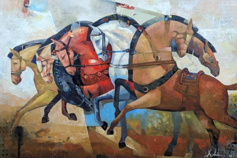 Animals acrylic painting titled 'The Aesthetics Of Energy Bcvi', 40x60 inches, by artist Ashis Mondal on Canvas