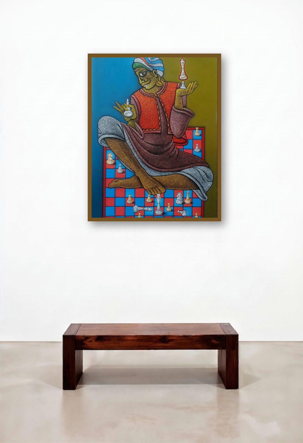 The Being King (The Strategist) by artist Satyajeet Shinde displayed in a Rustic Penthouse
