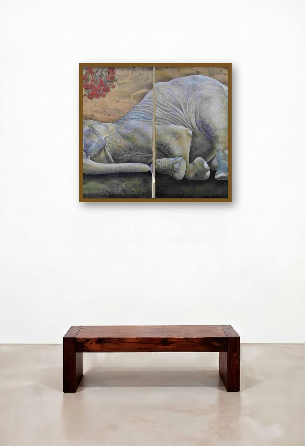The Birth (Resting Giant) by artist Haraprasad Tripathy displayed in a Art Deco Reception Area