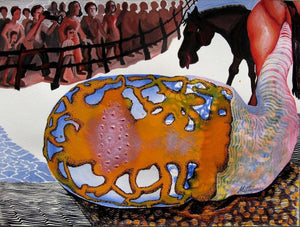 The Birth Of Zero (Equine Enigma) by Mithun Dasgupta, Original Mixed Media Fantasy Painting on Acid Free Paper, X-Small Horizontal Wall Art