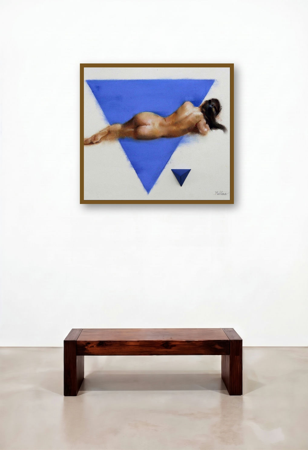 The Blue One by artist Mukta Avachat displayed in a Industrial Reception Area