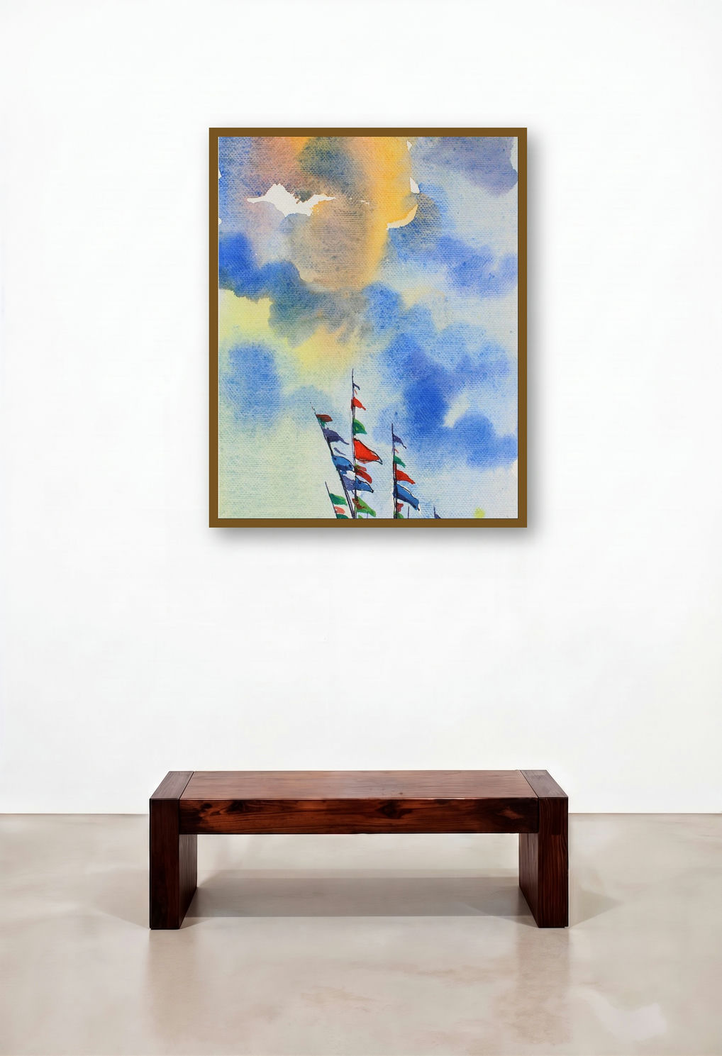 The Boats 2 (Sunlit Serenity) by artist Sadek Ahmed displayed in a Transitional Foyer