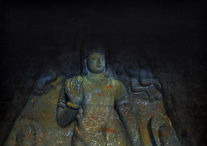 Religious watercolor painting titled 'The Buddha 2', 20x28 inches, by artist Raju More on Paper