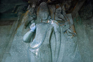 Religious watercolor painting titled 'The Buddha 3', 18x26 inches, by artist Raju More on Paper
