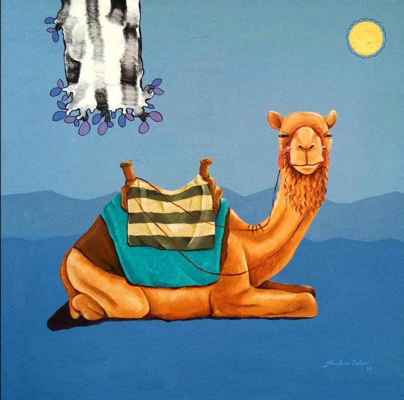 Animals acrylic painting titled 'The Camel', 36x36 inches, by artist Shankar Lohar on Paper