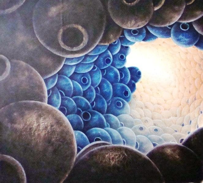 Figurative oil painting titled 'The Cave', 34x38 inches, by artist Ranchhor Meghwal on Canvas