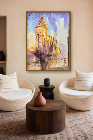 The Church Lane (Church Street Corner) by artist Mohd Qaseem Farooqui displayed in a Contemporary Exhibition gallery